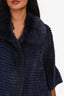 Pappas Navy Vintage Fur Button-Up Cardigan Size S
