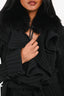 Roberto Cavalli Class Black Knit Fur Trim Tie Cardigan Size 6