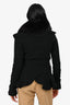 Roberto Cavalli Class Black Knit Fur Trim Tie Cardigan Size 6