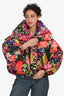 Flo & Clo Black/Pink Floral Cropped Puffer Jacket Size 38
