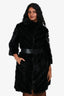 Black Vintage Mink Belted Long Coat Size 40