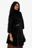 Black Vintage Mink Belted Long Coat Size 40