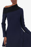 Christian Dior Navy/Burgundy Angora Collar Mini Dress Size 4