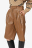 Frankie Shop Brown Faux Leather Bermuda Shorts Size S