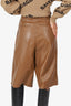Frankie Shop Brown Faux Leather Bermuda Shorts Size S