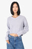 Reformation Grey Knit Alpaca Cropped V-Neck Sweater Size S