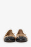 Pre-Loved Chanel™ Beige/Black Leather CC Ballet Flats Size 35.5