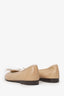 Pre-Loved Chanel™ Beige/Black Leather CC Ballet Flats Size 35.5