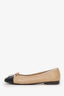 Pre-Loved Chanel™ Beige/Black Leather CC Ballet Flats Size 35.5