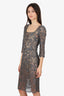 Dolce & Gabbana Grey Lace Long Sleeve Mini Dress Estimated Size S