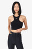 Off-White Black Ribbed Logo Print Cropped Tank Top Size 38