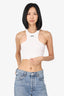 Off-White White Ribbed Logo Print Cropped Tank Top Size 38