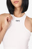 Off-White White Ribbed Logo Print Cropped Tank Top Size 38