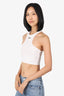 Off-White White Ribbed Logo Print Cropped Tank Top Size 38
