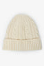 Moncler White Virgin Wool Knitted Logo Toque