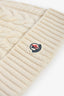 Moncler White Virgin Wool Knitted Logo Toque