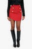 Balmain Red Gold Button Mini Skirt Size 34