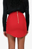 Balmain Red Gold Button Mini Skirt Size 34