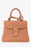 Delvaux Brown Leather Stitch Detail Le Brilliant MM Top Handle Gold Hardware with Strap
