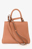 Delvaux Brown Leather Stitch Detail Le Brilliant MM Top Handle Gold Hardware with Strap