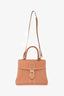 Delvaux Brown Leather Stitch Detail Le Brilliant MM Top Handle Gold Hardware with Strap