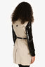 Burberry London Beige/Black Faux Leather Sleeve Trench Coat Size 4 US