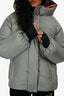 Hermès Grey Bomber Style Hooded Down Jacket Size 38 FR