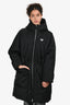 Prada 2024 Black Re-Nylon Triangle Logo Cinch Waist Hooded Down Coat Size 40 IT