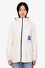 Burberry White/Blue Logo Cinch Waist Windbreaker Size S