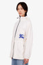 Burberry White/Blue Logo Cinch Waist Windbreaker Size S