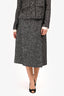 Pre-Loved Chanel™ 2014 Grey Wool Croped Blazer + Midi Skirt Set sz 36