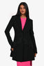 Christian Dior Black Wool Ruffle Detail Single Button Coat Size 38 FR