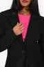 Christian Dior Black Wool Ruffle Detail Single Button Coat Size 38 FR