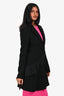 Christian Dior Black Wool Ruffle Detail Single Button Coat Size 38 FR