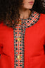 Gucci Red Wool Pattern Trim Short Sleeve Tweed Jacket Size 40 IT