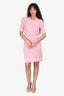 Pre-Loved Chanel™ 2022 Pink Ribbed Knit Midi Dress with Belt Size 40