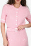 Pre-Loved Chanel™ 2022 Pink Ribbed Knit Midi Dress with Belt Size 40