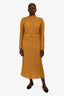 Zimmermann Mustard Yellow Wool High Neck Long Sleeve Knit Dress with Slip and Belt Size 4