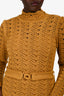 Zimmermann Mustard Yellow Wool High Neck Long Sleeve Knit Dress with Slip and Belt Size 4