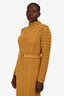 Zimmermann Mustard Yellow Wool High Neck Long Sleeve Knit Dress with Slip and Belt Size 4