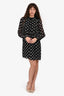 Saint Laurent 2016 Black/White Silk Star Patterned Mini Dress Size 40 FR