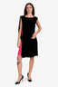 Lanvin Black/Pink Velvet Bow Detail Sleevless Dress Size 38