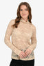 Celine Phoebe Philo Beige Lace High Neck Long Sleeve Top Size 40