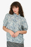 Celine 2024 Blue/White Silk Floral Printed Top Size 40