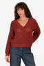 Brunello Cucinelli Burgundy Red V-Neck Sweater Size S