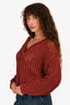 Brunello Cucinelli Burgundy Red V-Neck Sweater Size S