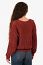 Brunello Cucinelli Burgundy Red V-Neck Sweater Size S