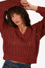 Brunello Cucinelli Burgundy Red V-Neck Sweater Size S