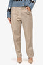 Brunello Cucinelli Beige Leather Straight Legged Pants Size 4