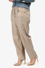 Brunello Cucinelli Beige Leather Straight Legged Pants Size 4